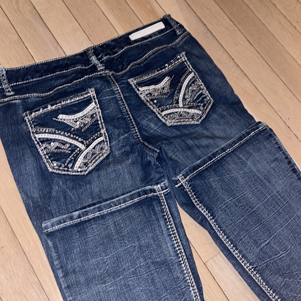 Rhythm In Blues Women’s 2000s Style Denim Boot Cut Mid-Rise Jeans Sz 6 - Picture 6 of 15